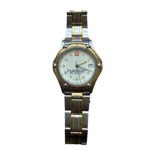 Wenger Gold Silver Tone Swiss Design Men's Watch 095 0695 Mineral Crystal WR100M